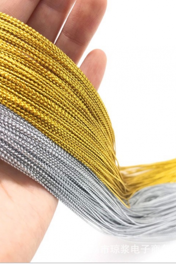 Cuộn Dây Chỉ Nhũ Vàng, Nhũ Bạc Noel Dùng Treo Châu Thả Trần, Trang Trí Hộp Quà, Noel